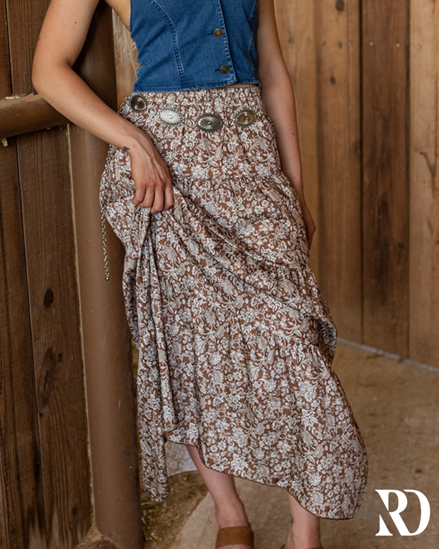 THE HANNAH FLORAL SATIN MAXI SKIRT