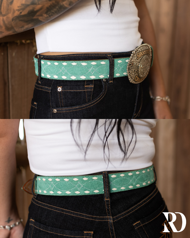 COLORED LEATHER BUCKSTITCH BELTS