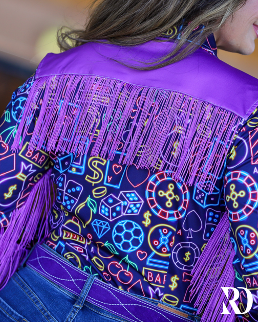 NEON LIGHTS FRINGE PERFORMANCE RODEO SHIRT – Ranch Dress'n