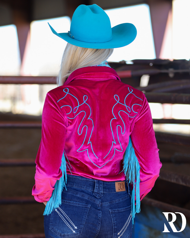 NIGHT OUT VELVET FRINGE PERFORMANCE RODEO SHIRT – Ranch Dress'n