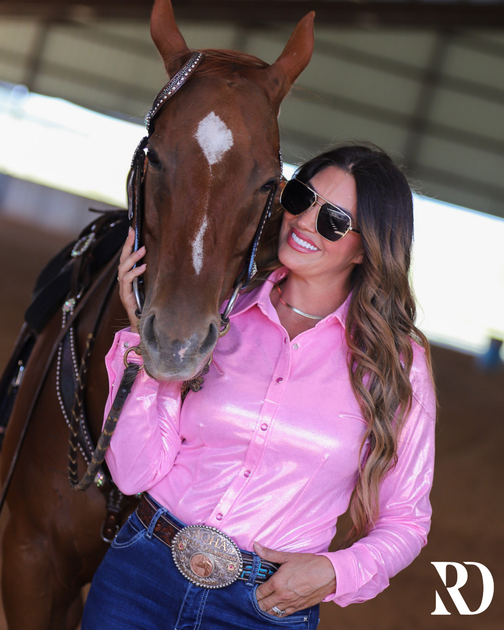 New! HIGH ROLLER & LIME SPARKLE PERFORMANCE RODEO SHIRT
