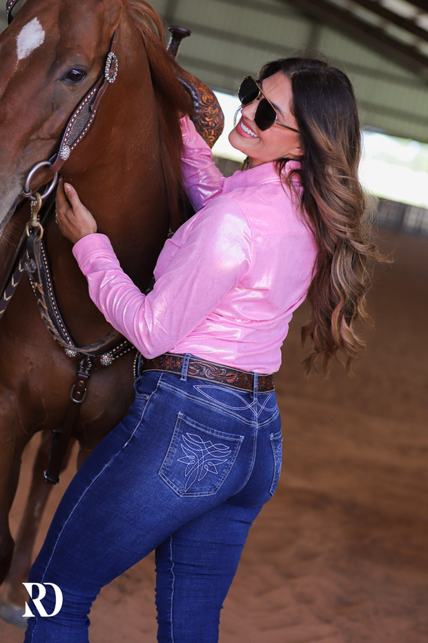 PETAL PINK SPARKLE PERFORMANCE RODEO SHIRT – Ranch Dress'n