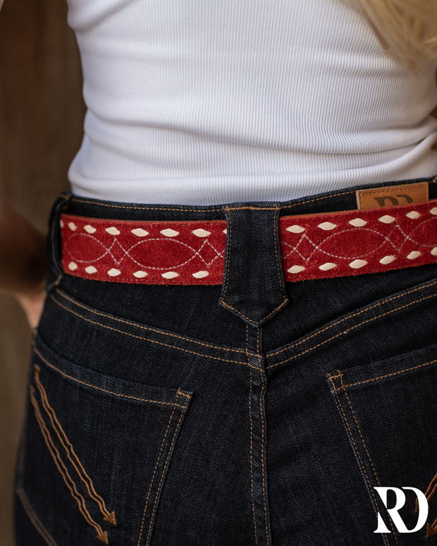 COLORED LEATHER BUCKSTITCH BELTS