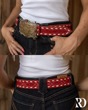 COLORED LEATHER BUCKSTITCH BELTS