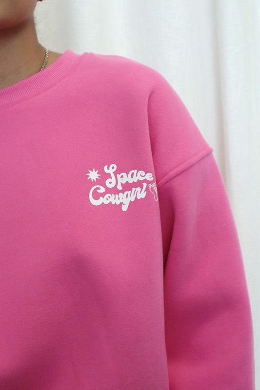 SPACE COWGIRL HOT PINK CREWNECK
