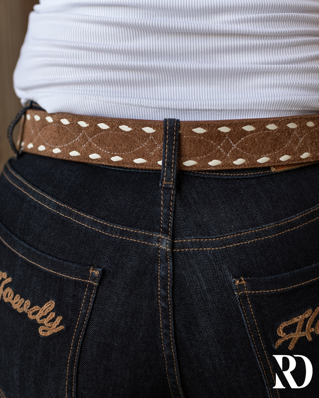COLORED LEATHER BUCKSTITCH BELTS