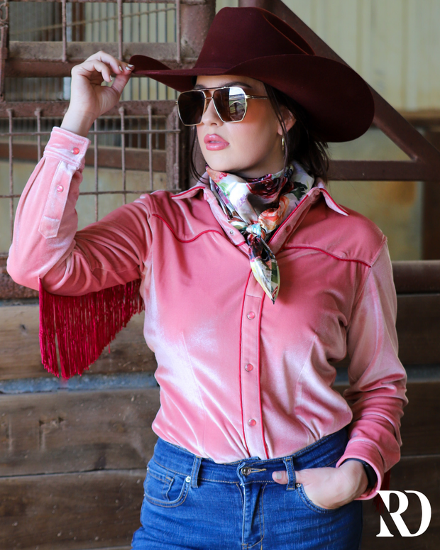 VALENTINA VELVET FRINGE PERFORMANCE RODEO SHIRT