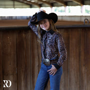 *YOUTH* BLACK LEOPARD RODEO SHIRT