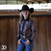 *YOUTH* BLACK LEOPARD RODEO SHIRT