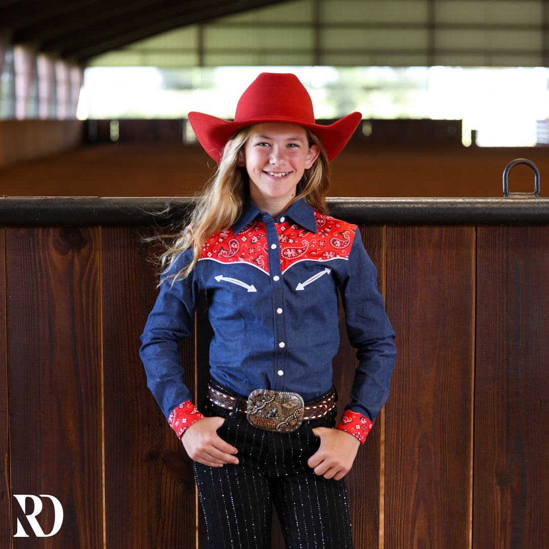 ranch dress'n rodeo shirts DENIM & ROYAL BLUE PERFORMANCE RODEO SHIRT