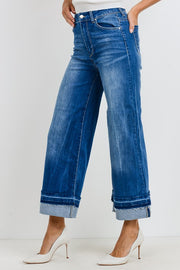WIDE CROPPED FLARE WITH CUFFED HEM