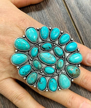 LARGE TURQUOISE NATURAL CLUSTER RING -  STYLE #335