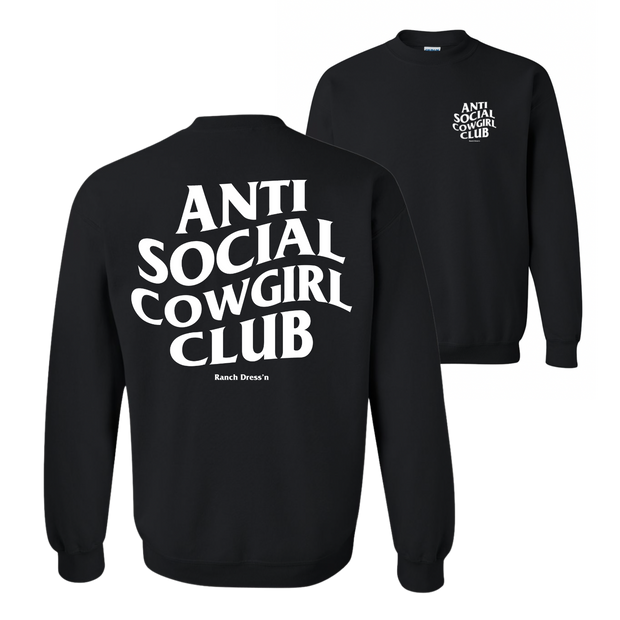 ANTI-SOCIAL COWGIRL CLUB BLACK CREWNECK