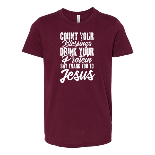 *YOUTH* COUNT YOUR BLESSINGS MAROON TEE