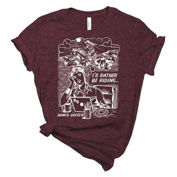 RATHER BE RIDING - HEATHER BURGUNDY TEE