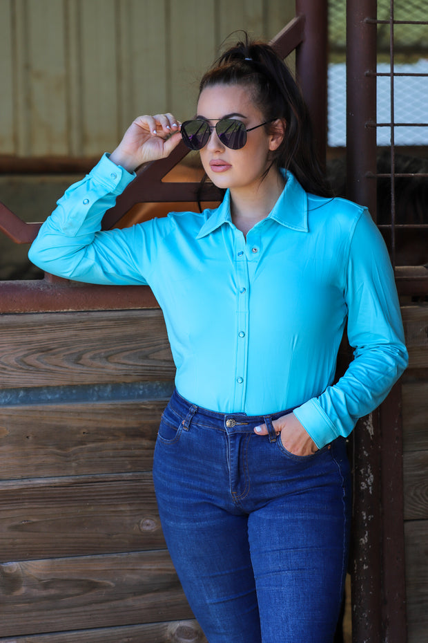 TURQUOISE PERFORMANCE RODEO SHIRT (ADULT)